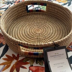 Threshold Handcrafted Woven Tray - Natural with Multicolor Accents